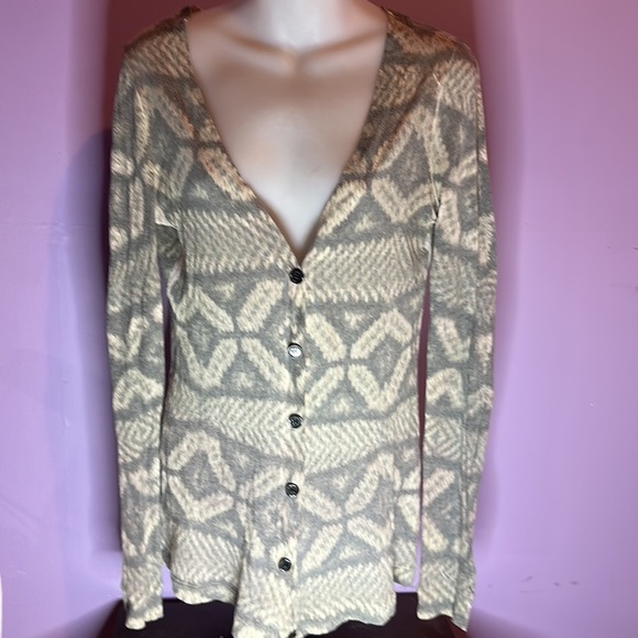 Lux Gray/White Long Sleeve Button Down Blouse Size Small - Picture 1 of 4
